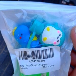 Animal fun straw plugs set
